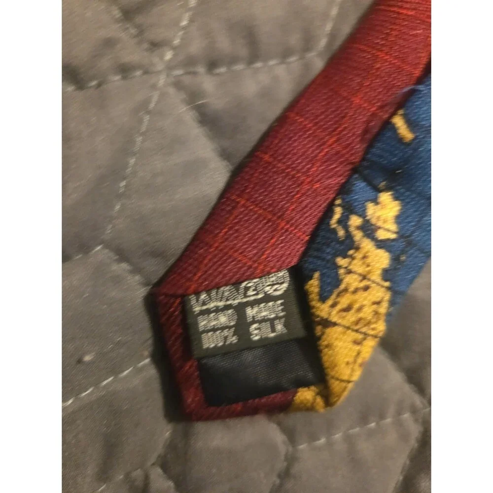 Free Man Apparel Silk Tie World Map Compass Nautical Cartography Novelty Necktie